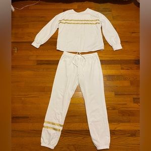 Brushed white and Gold sweat suit